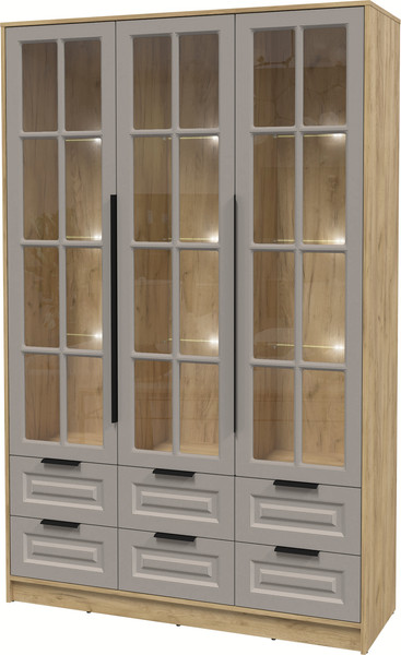 Шкаф с витриной Интерлиния Концепт КТ-ШВ3 с подсветкой Деко - фото