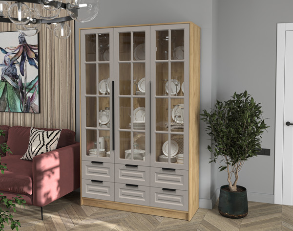 Шкаф с витриной Интерлиния Концепт КТ-ШВ3 Деко