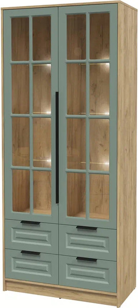 Шкаф с витриной Интерлиния Концепт КТ-ШВ2 с подсветкой Деко - фото