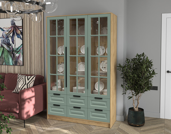 Шкаф с витриной Интерлиния Концепт КТ-ШВ3 Деко