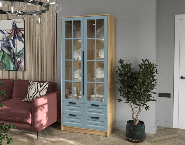 Шкаф с витриной Интерлиния Концепт КТ-ШВ2 с подсветкой Деко