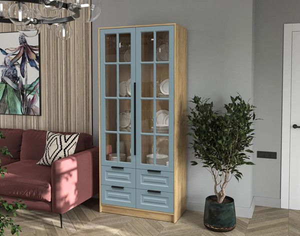 Шкаф с витриной Интерлиния Концепт КТ-ШВ2 Деко