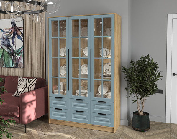 Шкаф с витриной Интерлиния Концепт КТ-ШВ3 с подсветкой Деко