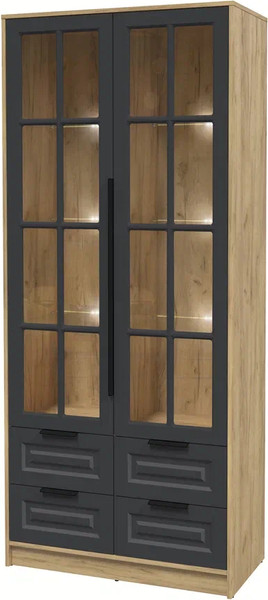 Шкаф с витриной Интерлиния Концепт КТ-ШВ2 с подсветкой Деко - фото