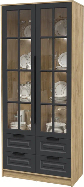 Шкаф с витриной Интерлиния Концепт КТ-ШВ2 с подсветкой Деко