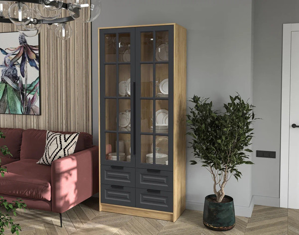 Шкаф с витриной Интерлиния Концепт КТ-ШВ2 Деко