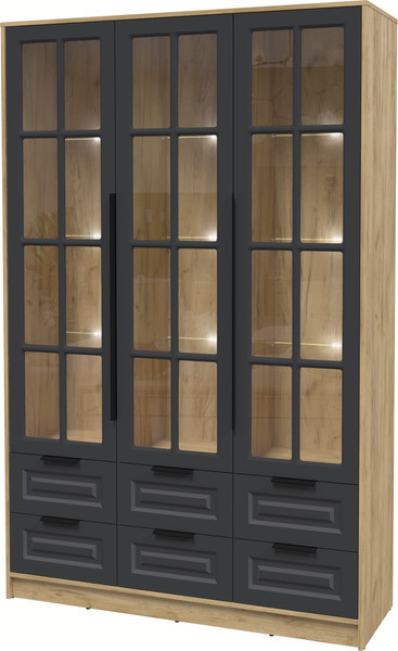 Шкаф с витриной Интерлиния Концепт КТ-ШВ3 с подсветкой Деко - фото