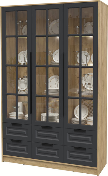 Шкаф с витриной Интерлиния Концепт КТ-ШВ3 с подсветкой Деко