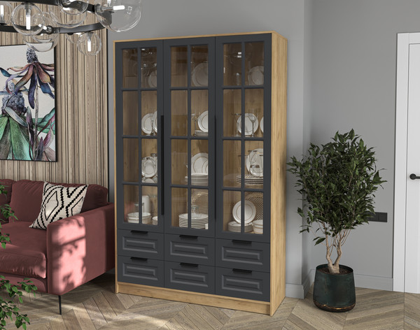 Шкаф с витриной Интерлиния Концепт КТ-ШВ3 Деко