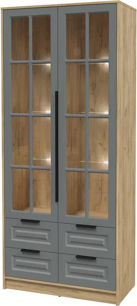 Шкаф с витриной Интерлиния Концепт КТ-ШВ2 с подсветкой Деко - фото