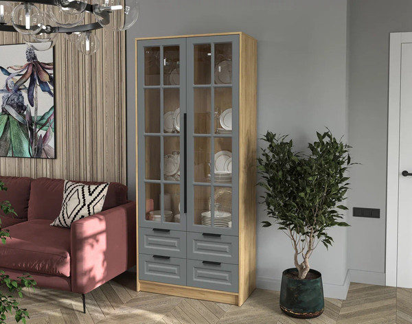 Шкаф с витриной Интерлиния Концепт КТ-ШВ2 Деко