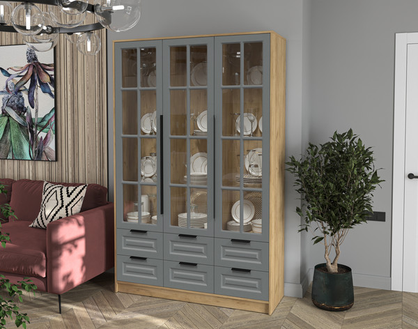 Шкаф с витриной Интерлиния Концепт КТ-ШВ3 Деко