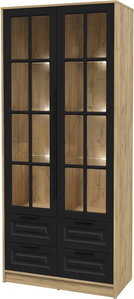 Шкаф с витриной Интерлиния Концепт КТ-ШВ2 с подсветкой Деко - фото