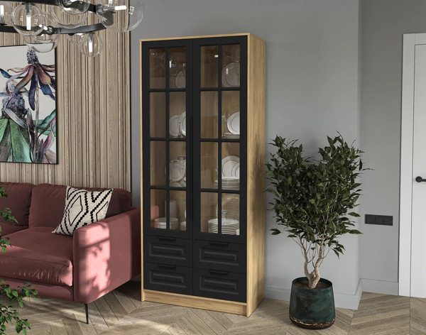 Шкаф с витриной Интерлиния Концепт КТ-ШВ2 Деко