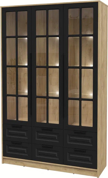 Шкаф с витриной Интерлиния Концепт КТ-ШВ3 с подсветкой Деко - фото