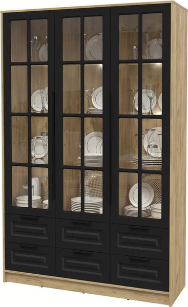 Шкаф с витриной Интерлиния Концепт КТ-ШВ3 с подсветкой Деко