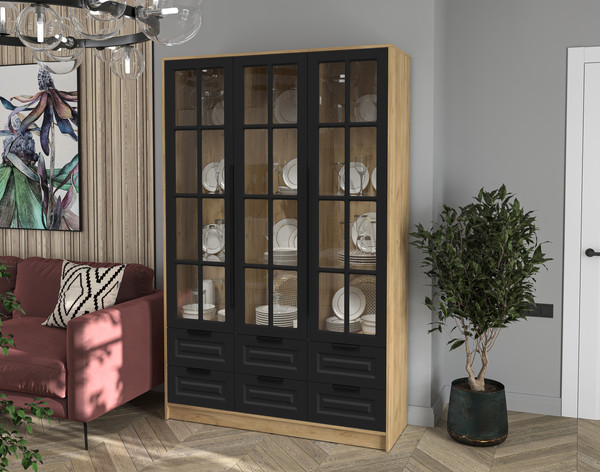 Шкаф с витриной Интерлиния Концепт КТ-ШВ3 Деко