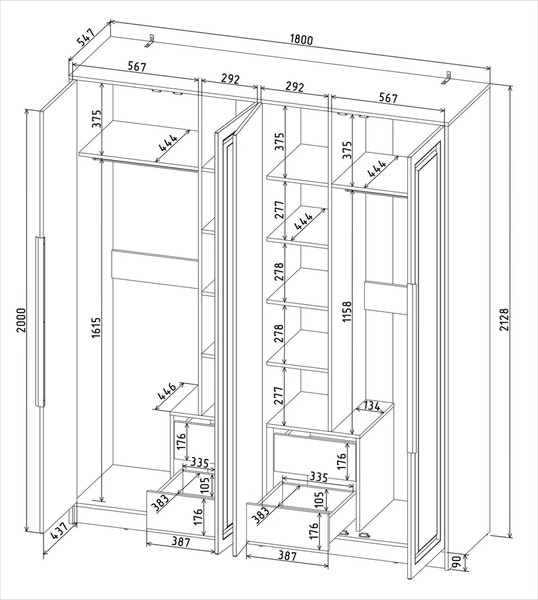 Шкаф Интерлиния Концепт КТ-Ш4 Деко
