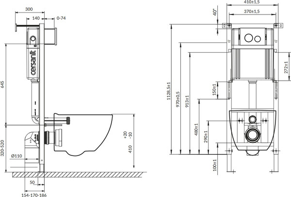 Унитаз подвесной с инсталляцией Cersanit Brasko Smart DPL EO Slim + Aqua 40 Smart M / 69333