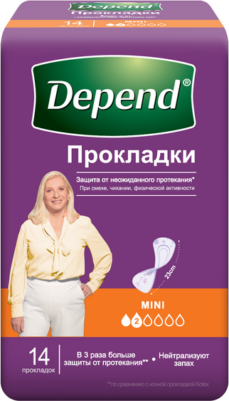 Прокладки урологические Depend Mini - фото