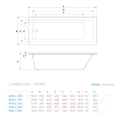 Ванна акриловая Banoperito Delia 170x75