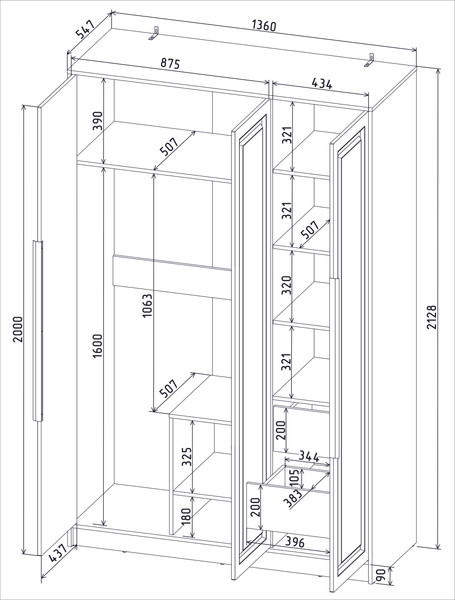 Шкаф Интерлиния Концепт КТ-Ш3 Деко 