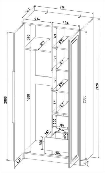 Шкаф Интерлиния Концепт КТ-Ш2 Деко 