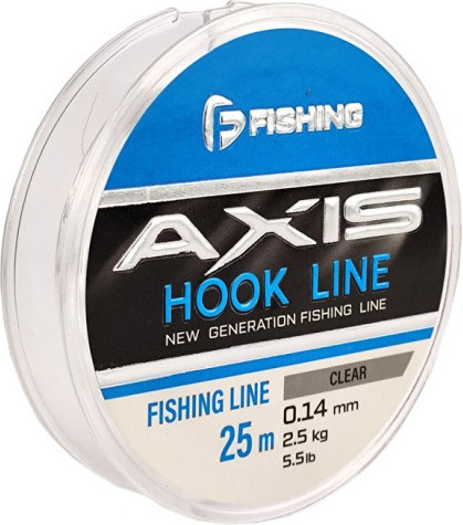 Леска монофильная F-Fishing Axis Hook Line Clear 25м 0.14мм 2.15кг 5lb / FTLC-014 - фото
