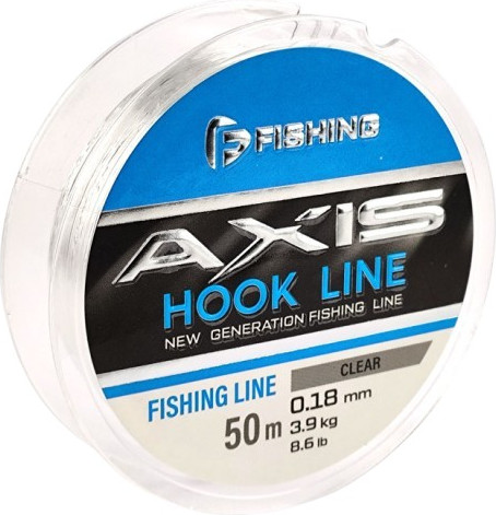 Леска монофильная F-Fishing Axis Hook Line Clear 50м 0.18мм / FAC-018 - фото