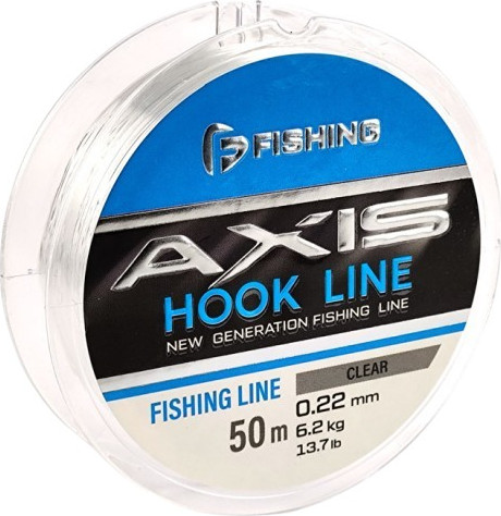 Леска монофильная F-Fishing Axis Hook Line Clear 50м 0.22мм / FAC-022 - фото