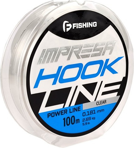 Леска монофильная F-Fishing Impresa Hook Line Clear 100м 0.181мм 2.69кг 5.9lb / FIMC1-0181 - фото