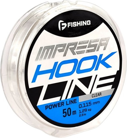 Леска монофильная F-Fishing Impresa Hook Line Clear 50м 0.115мм 1.29кг 2.8lb / FIMC5-0115 - фото