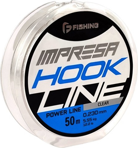 Леска монофильная F-Fishing Impresa Hook Line Clear 50м 0.230мм 5.55кг / FIMC5-0230 - фото