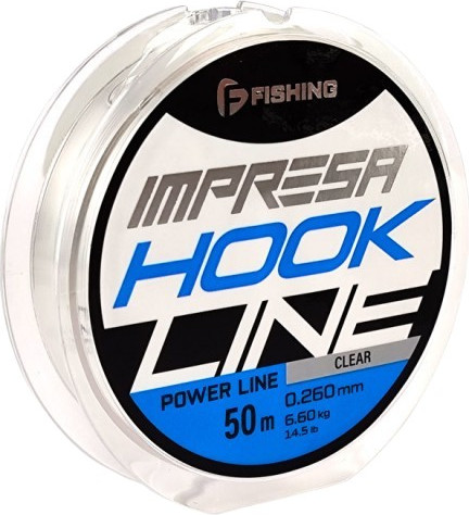 Леска монофильная F-Fishing Impresa Hook Line Clear 50м 0.260мм 6.60кг / FIMC5-0260 - фото