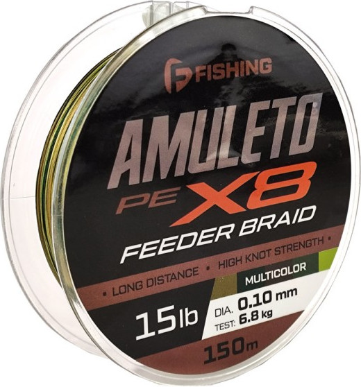 Леска плетеная F-Fishing Amuleto Braid PE X8 Feeder 150м Multicolor 0.10мм / FAMB150-010 - фото