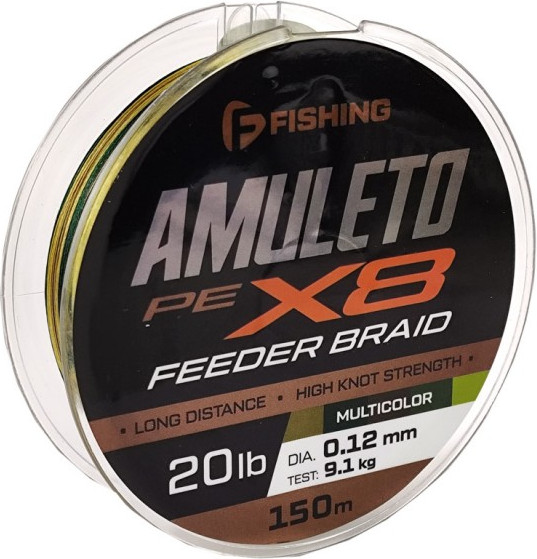 Леска плетеная F-Fishing Amuleto Braid PE X8 Feeder 150м Multicolor 0.12мм / FAMB150-012 - фото