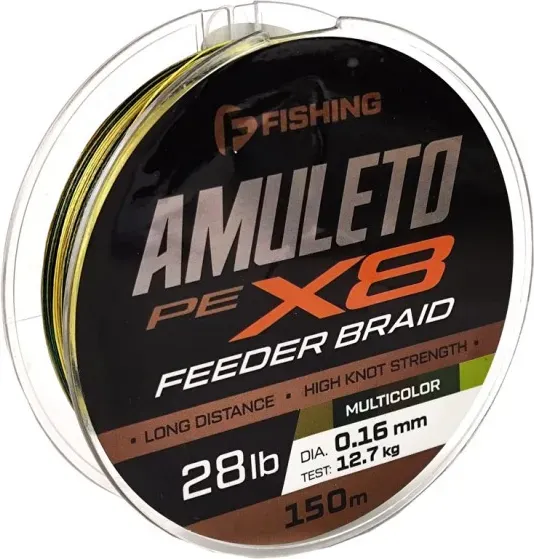 Леска плетеная F-Fishing Amuleto Braid PE X8 Feeder 150м Multicolor 0.16мм / FAMB150-016 - фото