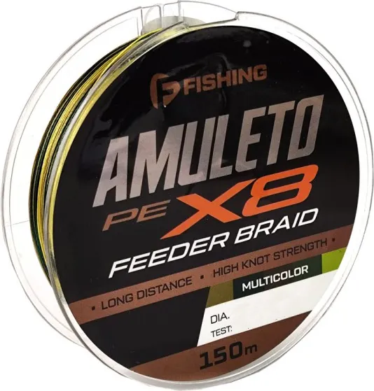 Леска плетеная F-Fishing Amuleto Braid PE X8 Feeder 150м Multicolor 0.18мм / FAMB150-018 - фото