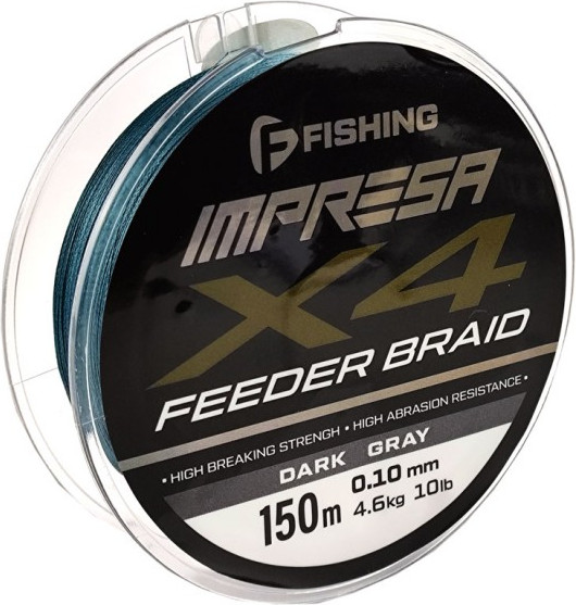 Леска плетеная F-Fishing Impresa Braid PE X4 Feeder 150м Dark Grey 0.10мм / FIMB1504-010 - фото