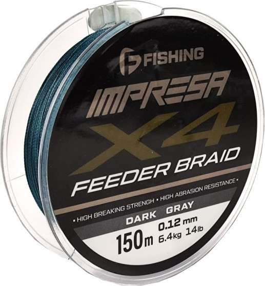 Леска плетеная F-Fishing Impresa Braid PE X4 Feeder 150м Dark Grey 0.12мм / FIMB1504-012 - фото