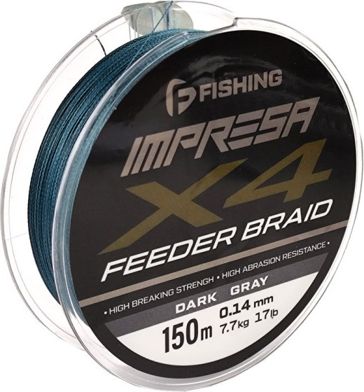 Леска плетеная F-Fishing Impresa Braid PE X4 Feeder 150м Dark Grey 0.14мм / FIMB1504-014 - фото