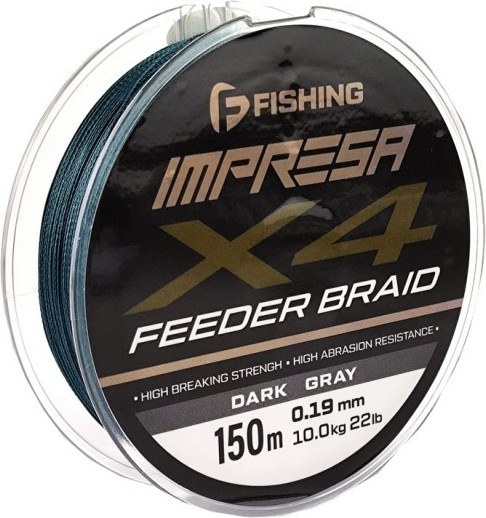Леска плетеная F-Fishing Impresa Braid PE X4 Feeder 150м Dark Grey 0.19мм / FIMB1504-019 - фото
