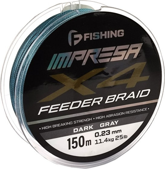 Леска плетеная F-Fishing Impresa Braid PE X4 Feeder 150м Dark Grey 0.23мм / FIMB1504-023 - фото