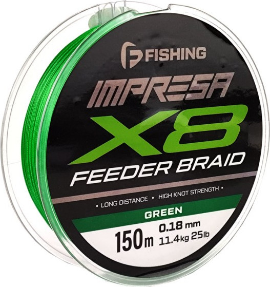 Леска плетеная F-Fishing Impresa Braid PE X8 Feeder 150м Green 0.18мм / FIMB1508-018 - фото