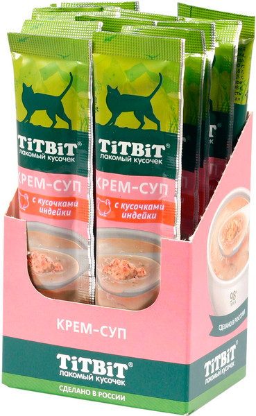Лакомство для кошек TiTBiT Крем-суп для кошек с кусочками индейки / 14615 - фото
