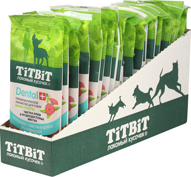 Лакомство для собак TiTBiT Dental+ Трубочка с мясом индейки / 13991