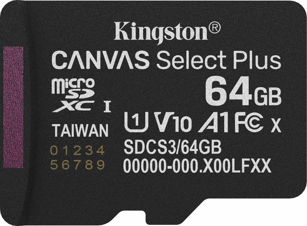 Карта памяти Kingston Canvas Select Plus V10 A1 microSDXC 64GB (SDCS3/64GBSP) - фото