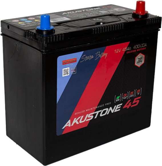 Автомобильный аккумулятор AKUSTONE Asia (1) тонк. клеммы 400A B24 12V45 AH / AB24.45.360.SMF+L - фото