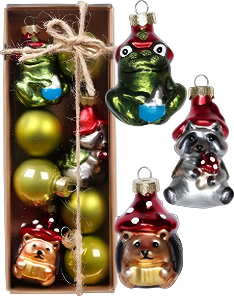 Набор елочных игрушек Inge's Christmas Лягушка, енот, еж / 66359P003_1 - фото