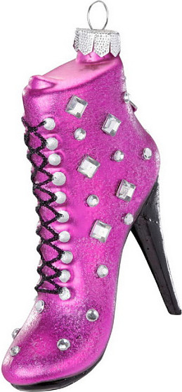 Елочная игрушка Inge's Christmas Figural Glass Ornament Сапог с блестками / 64583H120 - фото